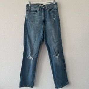 Signature by Levi Strauss Heritage High Rise Straight Distressed Blue 6 W28